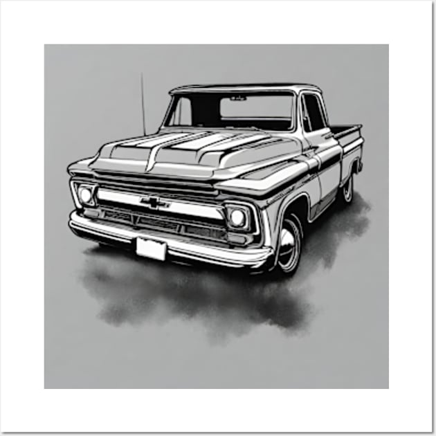 Chevy C-10 Pickup cool design art black and white Wall Art by cloudviewv2